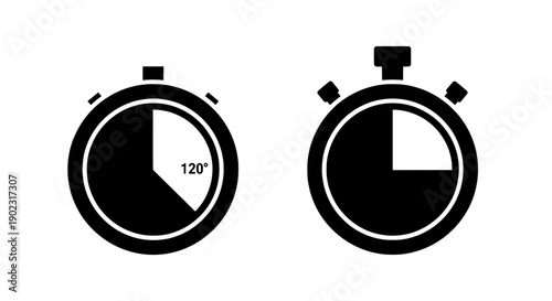 Stopwatch with angle and time, flat design vector illustration