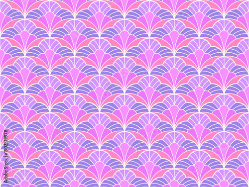 Abstract seamless pattern with art deco floral element. Geometric vector background.