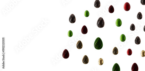 Colorful Easter eggs scatte...