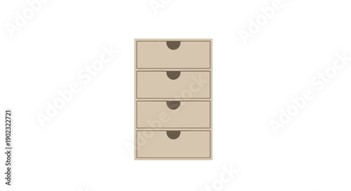 Simple Tan Four-Drawer Filing Cabinet for Office Document and File Storage and Efficient Organization.