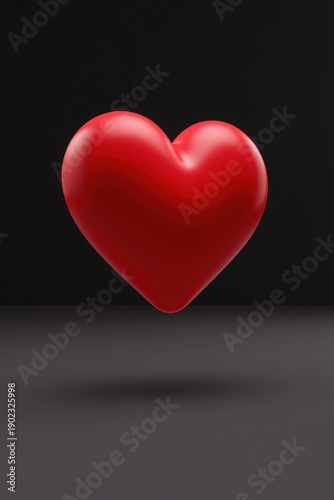 Wallpaper Mural Glossy red 3D heart floating above dark surface with shadow, symbolizing love, passion, and emotional depth in modern artistic design. Torontodigital.ca