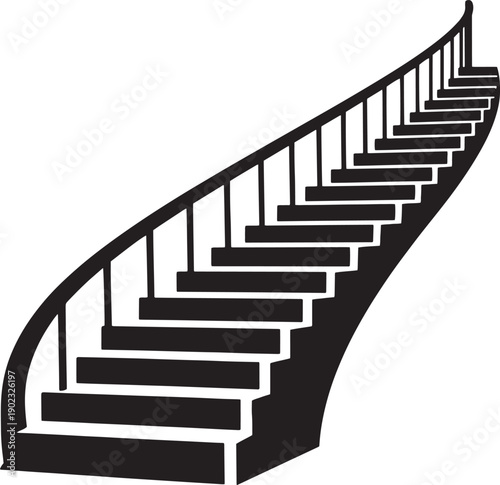 Wallpaper Mural Black curved staircase symbol flat vector Torontodigital.ca