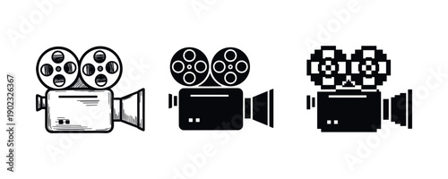 Vintage and modern film cameras: retro, classic, and pixel art designs