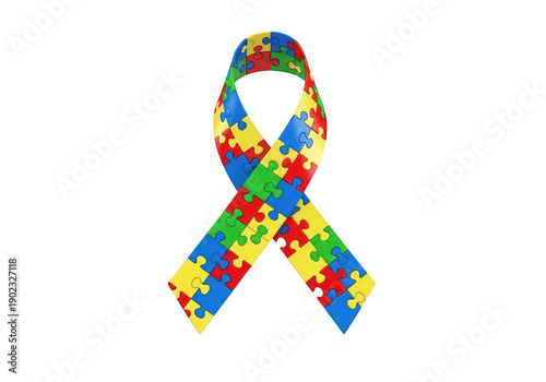 Colorful puzzle piece ribbon symbolizing awareness for autism spectrum disorder