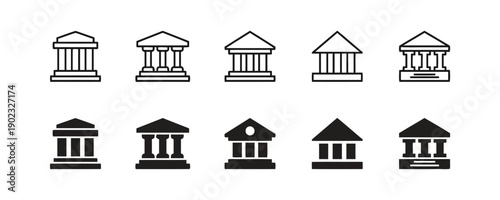 Collection of bank and government building icons
