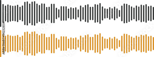 Audio waveform icon set collection group with sound equalizer bars, music frequency visualizer elements, recording signal amplitude shapes isolated on white background vector.