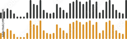 Audio waveform icon set collection group with sound equalizer bars, music frequency visualizer elements, recording signal amplitude shapes isolated on white background vector.