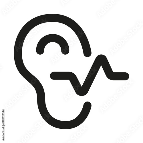 Ear with Sound Waves Professional Modern Line Icon. Minimal and unique medical symbol representing hearing, audio, ear health, and auditory care concept