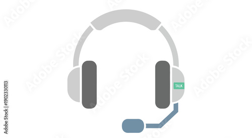 Gray headphones with microphone a vector illustration on a white background
