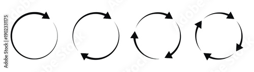 Four circular arrows in different styles depicting refresh and cycle icons