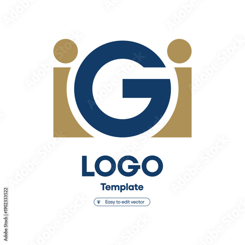 Minimalist Initial GI Letter Abstract People Shape Symbol Logo Design