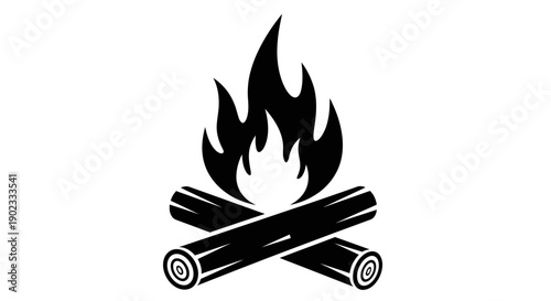 Campfire Bonfire Icon Black Silhouette Vector Illustration