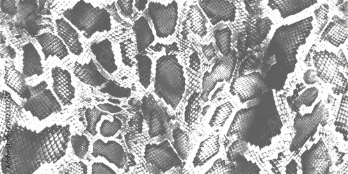 Monochromatic grayscale snake skin pattern, realistic reptile texture, seamless natural animal print for fashion and design backgrounds