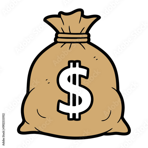 Cartoon Money Bag with Dollar Sign - Vector Illustration