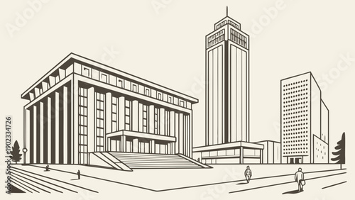 Minimal Seoul Business District Vector