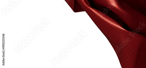 Slika na platnu Textured burgundy fabric draped against white background, perfect for background