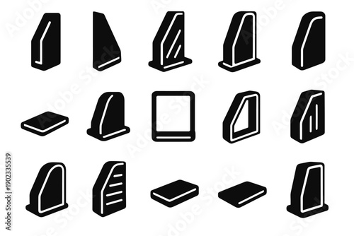 Rounded arc icon vector panel organizer ridge base vertical slab rim file