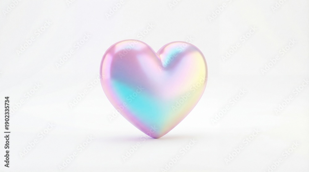 Obraz premium Iridescent Heart Symbolizing Love and Affection on White Background.