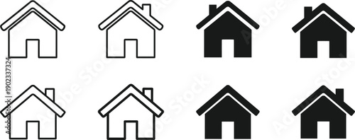House icons for real estate home buying selling property rental mortgage and residential building concepts
