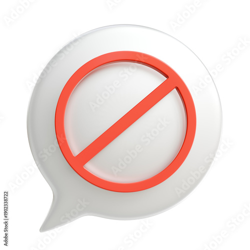 Fotografija Red restriction sign on white speech bubble