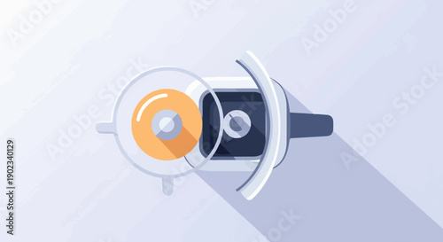 Overhead view of a simplified fishing reel in a flat design
