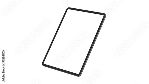 iPad on an isolated background for web design and UI presentation. Side view with transparent screens.	