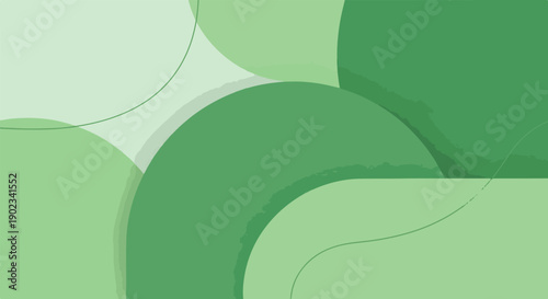 Overlapping translucent circles in various shades of green with subtle linear curves