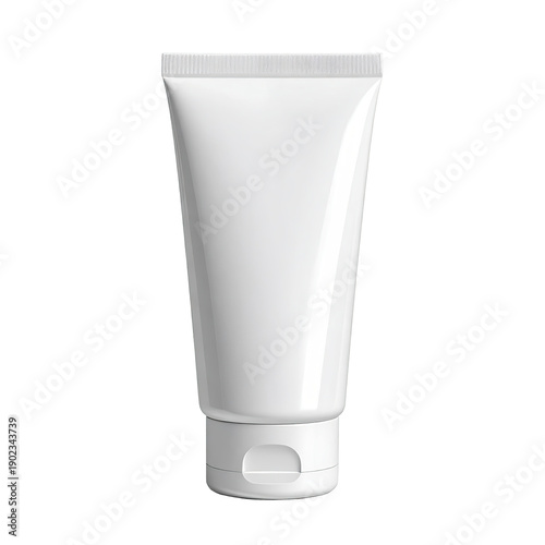 Blank White Cosmetic Tube Mockup on White Background.