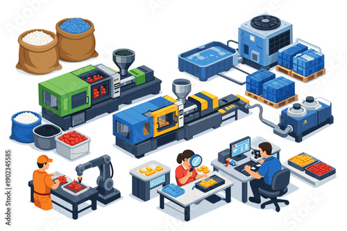 Modern plastic injection molding factory with automated machinery and quality control