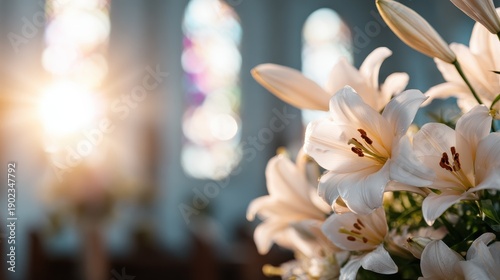 Elegant White Lilies Illuminate a Sacred Space with Soft Light