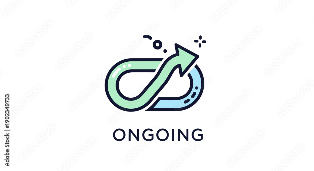 Fototapeta premium Ongoing Loop Arrow Icon 3D Render Typography Illustration for Continuous Process, Cycle, and Workflow Concepts