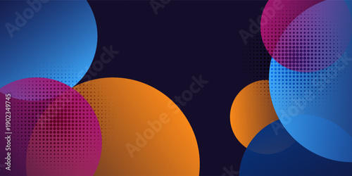 3D colorful abstract background overlap layer on dark space with circles effect decoration. Modern graphic design element cutout style concept for web banner, art, flyer, card, or brochure cover