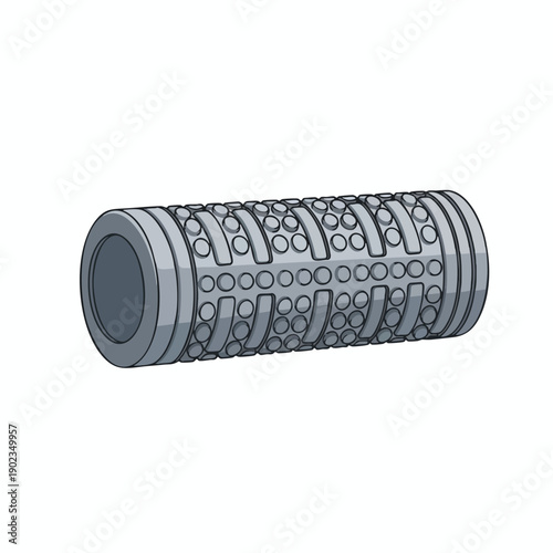 Cylindrical Metal Object with Ornate Pattern