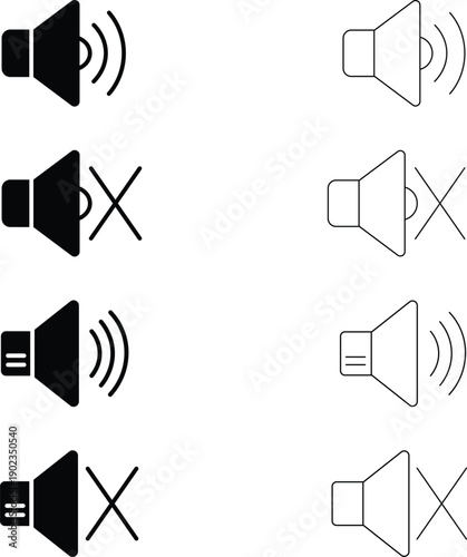 Speaker and Mute Volume Icons Set