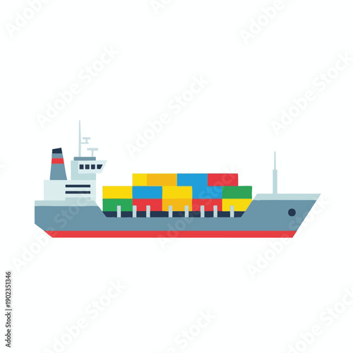 Cargo Ship with Colorful Containers