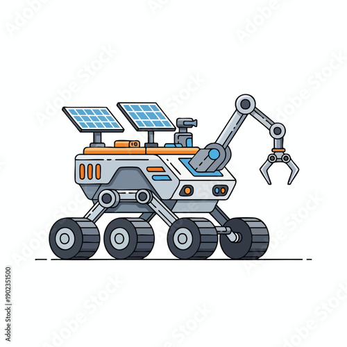 Futuristic Robot Rover with Robotic Arm and Solar Panels