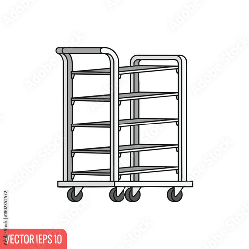 Metal Utility Cart with Shelves on Wheels