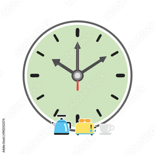 Morning Routine with Clock and Household Appliances