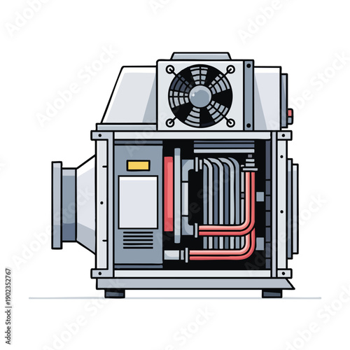 Industrial Air Conditioning Unit with Exposed Internal Components