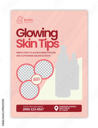Glowing Skin Tips Cosmetic & Skincare Marketing A4 Flyer