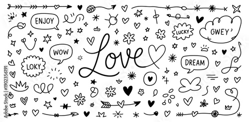 handmade doodle of love and heart