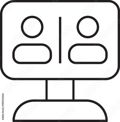 online meeting video conference icon. Virtual Meeting Icon. Online meeting icon line drawing clipart symbol. minimal strokes lines for web designs
