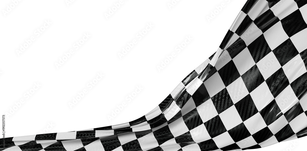 Obraz premium Dynamic image of a waving checkered flag, ideal for illustrating speed, victory, racing events, and finish lines. Symbol