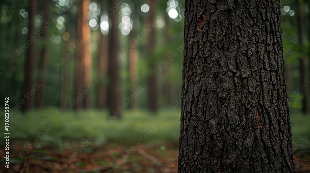 Fototapeta premium A tree trunk with a dark brown bark