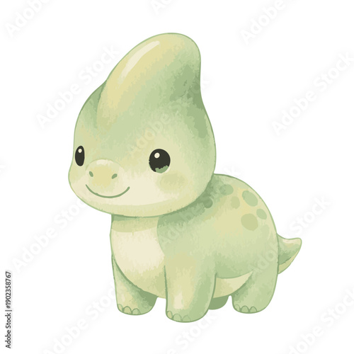 Cute baby Parasaurolophus dinosaur illustration.