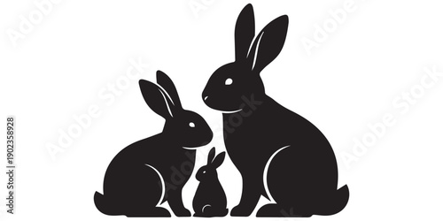 Rabbit silhouettes set, bunny sitting, hopping, jumping, eating, outline vector illustration, pet animal clipart, wildlife shape, domestic animal graphic,Simple bunny icon silhouette, geometric,
