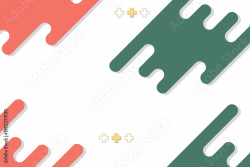 Abstract Dripping Shapes Background in Coral and Green