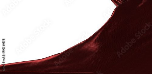 Slika na platnu Rich burgundy fabric gracefully flowing with intricate texture against a pristin