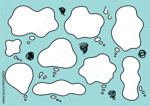 悩みや不安を表すもやもや吹き出しセット　ぐるぐる・冷や汗　手書き風