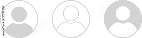 Set of three round placeholder headshot avatar, user profile vector icons